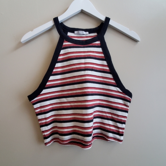 Zara haltered neck tank with stripes Large size - Picture 2 of 5